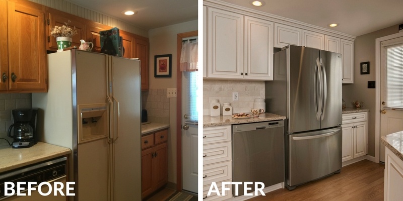 Updated Kitchen with White Cabinets Before and After