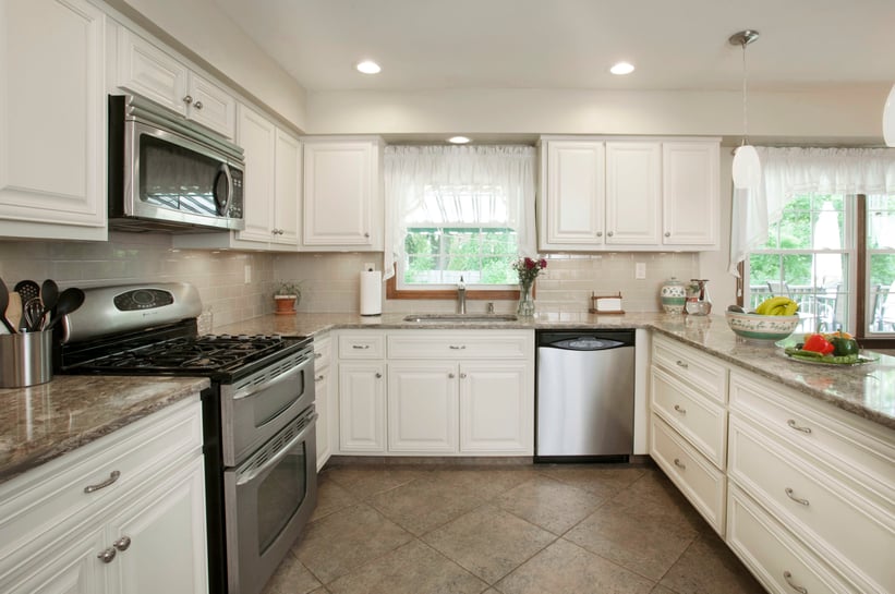 White Kitchen with Subway Tile Backsplash