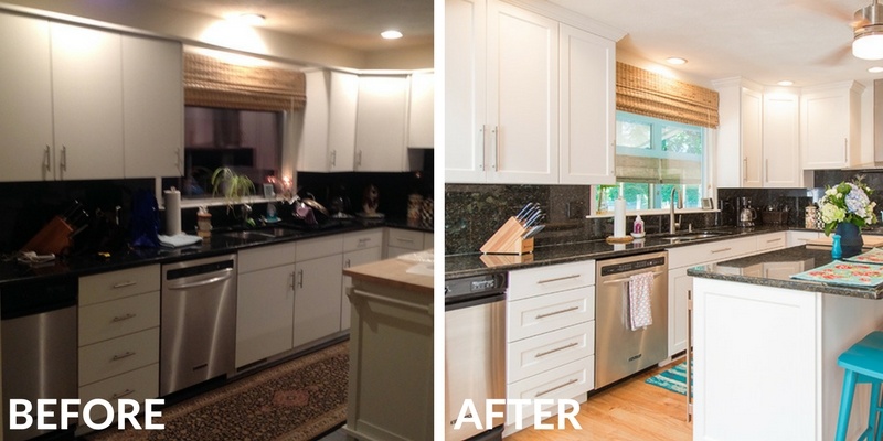 Kitchen Remodel Before and After with White Cabinets