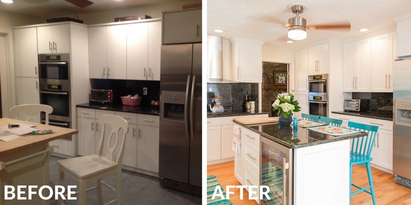 Kitchen Island with Wine Fridge and Black Granite Countertop