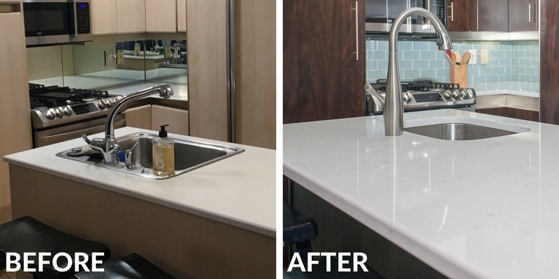 Dark Kitchen Cabinets with Quartz Countertop