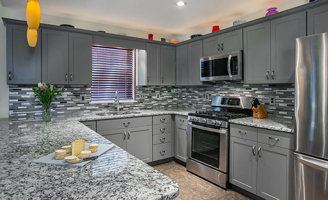 gray granite kitchen counter