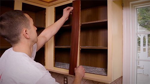Cabinet Refacing Step 3: Apply Veneer