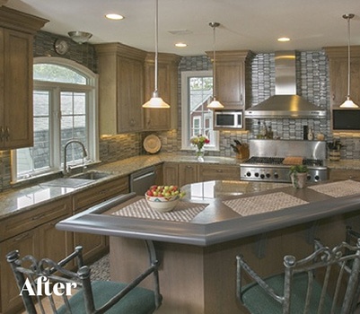 After Cabinet Refacing with Wood Doors