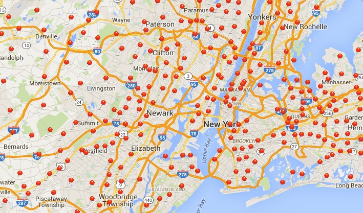 Area Map with Recent Customer Locations